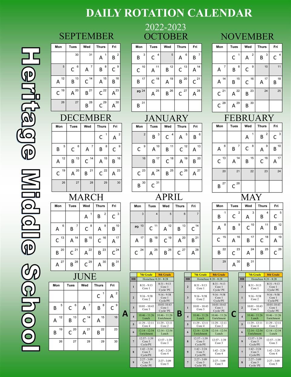 daily rotation schedule calendar
